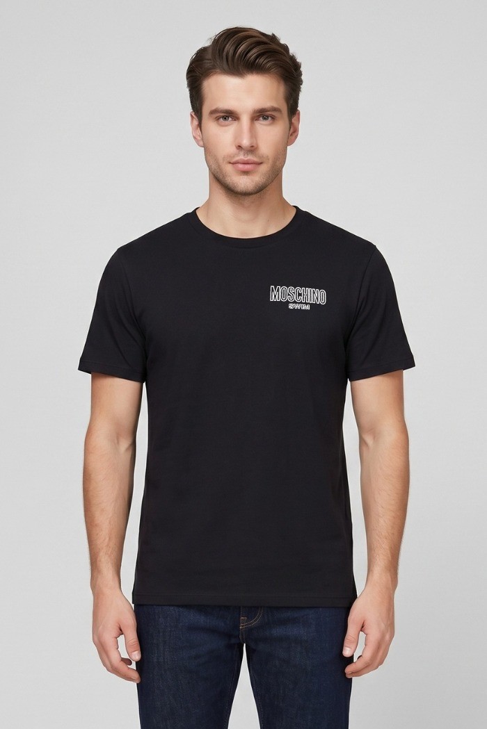 Moschino t-shirt in jersey di cotone con stampa logo V3A0701-9421 [1842097c]