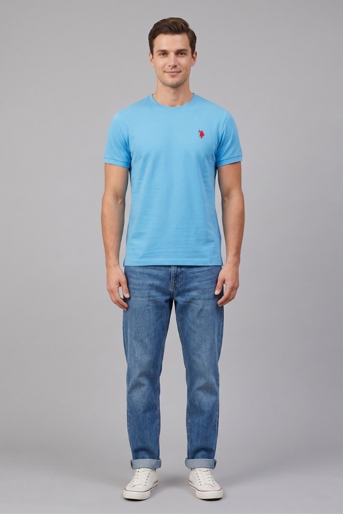 US Polo ASSN t-shirt in piquet di cotone con logo ricamato Bren US43154006 [233d1b3b]