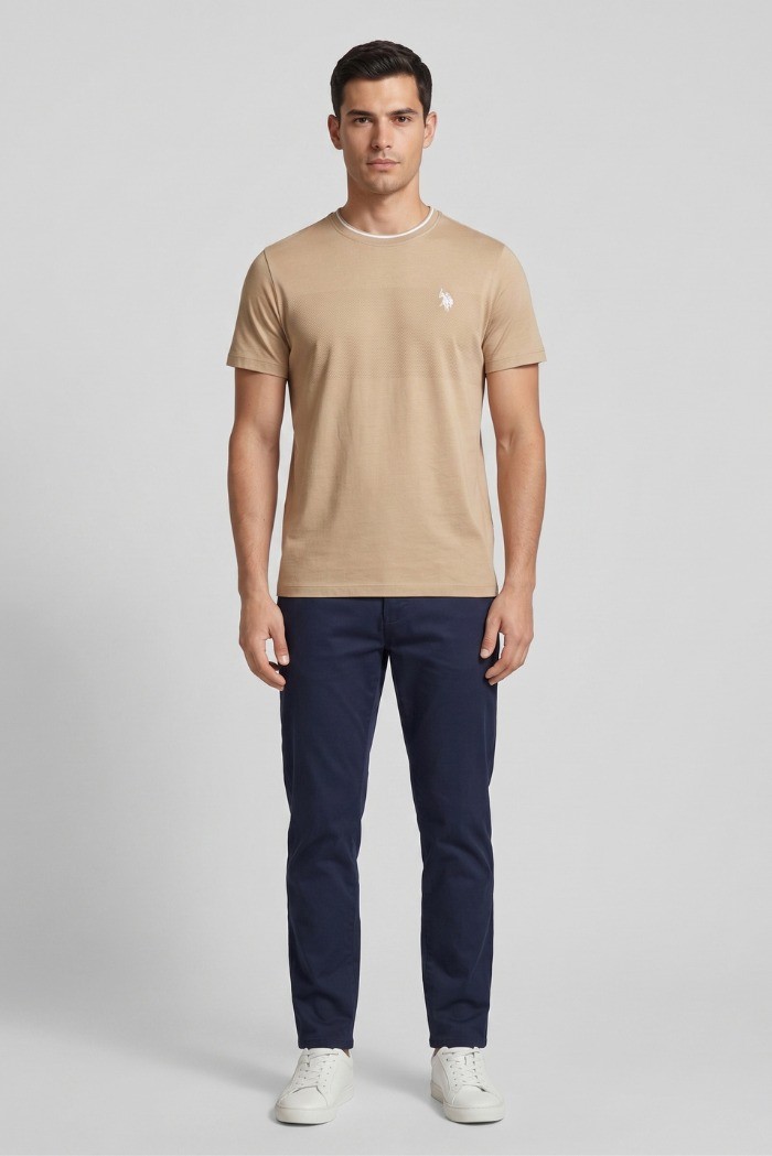 US Polo ASSN t-shirt maglia con lavorazioni e logo ricamato Ivo US43154027 [2dfbcd04]