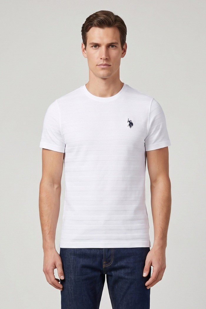US Polo ASSN t-shirt maglia con lavorazioni e logo ricamato Lluc US43154052 [970cb832]