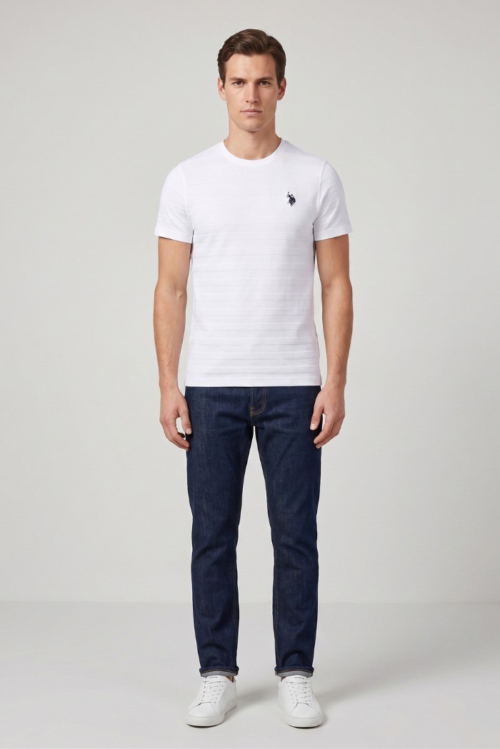 US Polo ASSN t-shirt maglia con lavorazioni e logo ricamato Lluc US43154052 [f9373a3b]