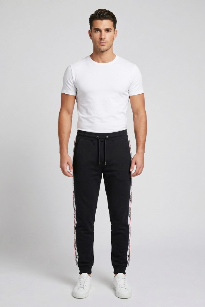 Moschino pantalone in felpa con bande logate V1A6884-4409 [24614b9e]