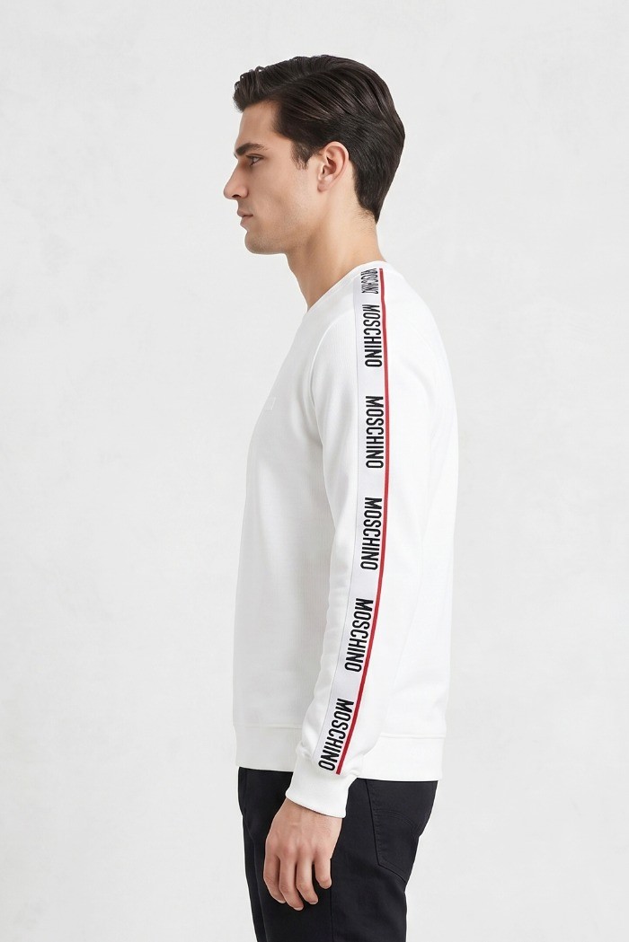 Moschino felpa girocollo in cotone con bande logate V1A1781-4409 [975b7b65]