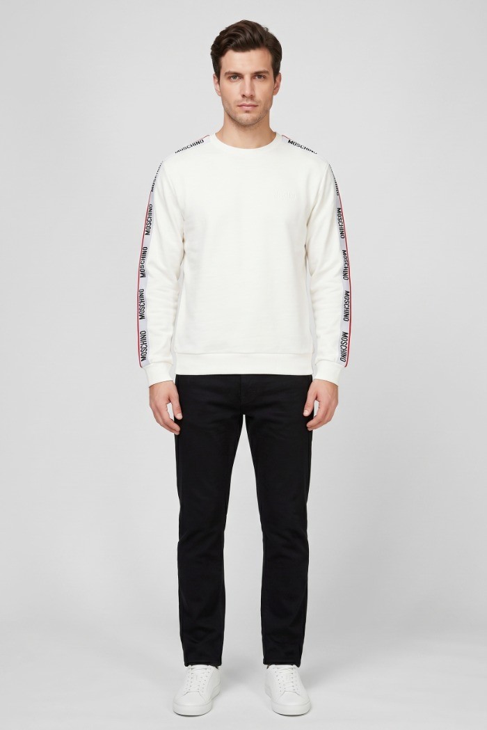 Moschino felpa girocollo in cotone con bande logate V1A1781-4409 [920b3c7b]
