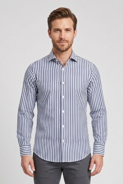 Vipa Camiceria camicia rigata in cotone Lingua — 805219040079056_1