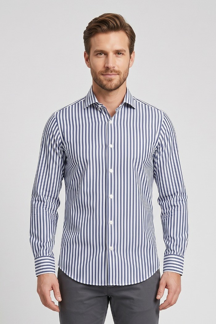 Vipa Camiceria camicia rigata in cotone Lingua [3ea43a8b]