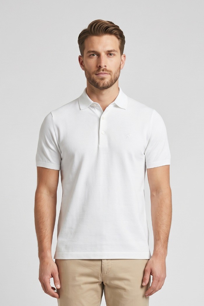 Jaggy polo in filo con logo ricamo Drake JMD054DZ144261 [fb96041a]