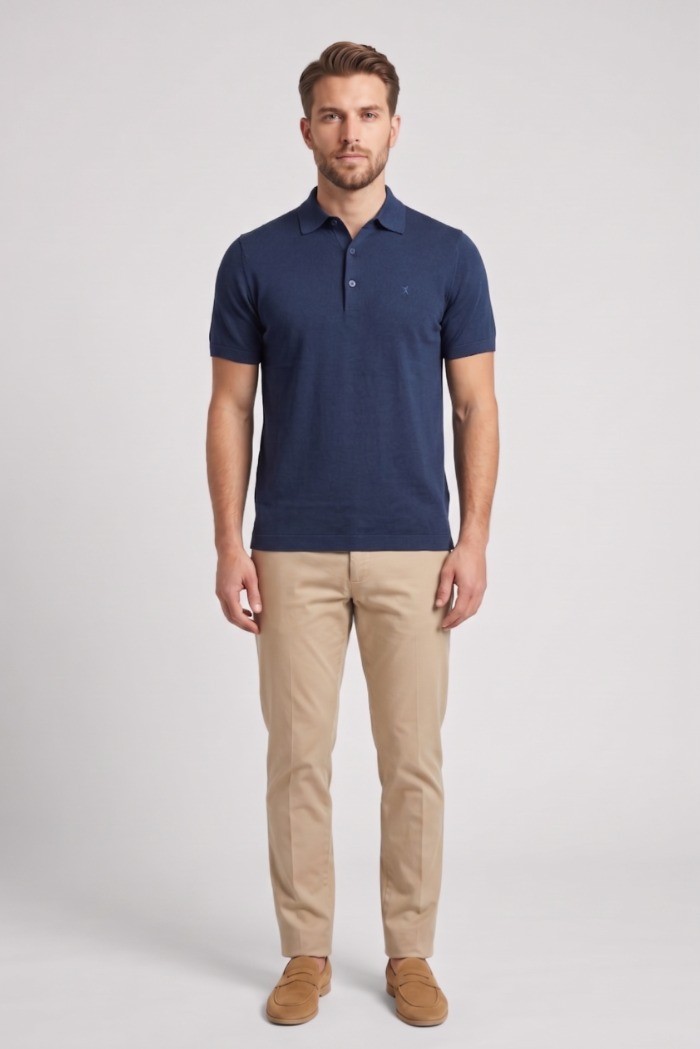 Jaggy polo in filo con logo ricamo Drake JMD054DZ144261 [0eb33c15]