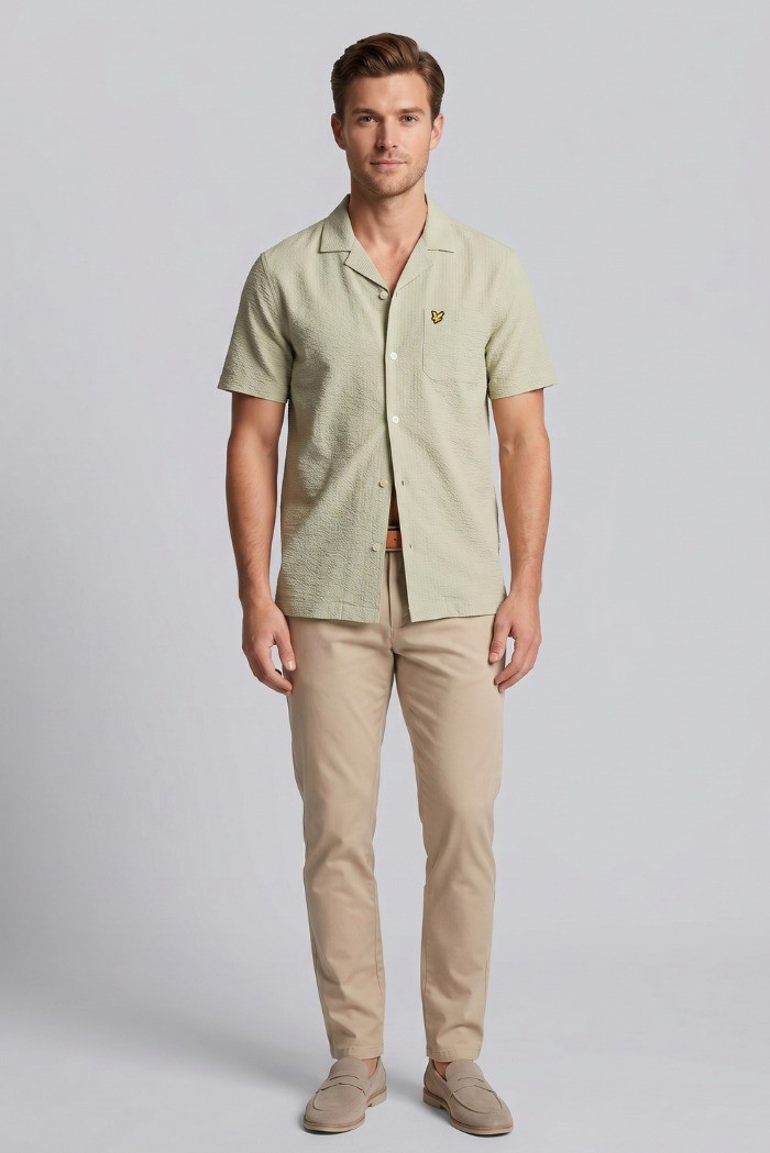 Lyle & Scott camicia mezza manica in seersucker Crinkle Resort SW2409V [4aff128a]