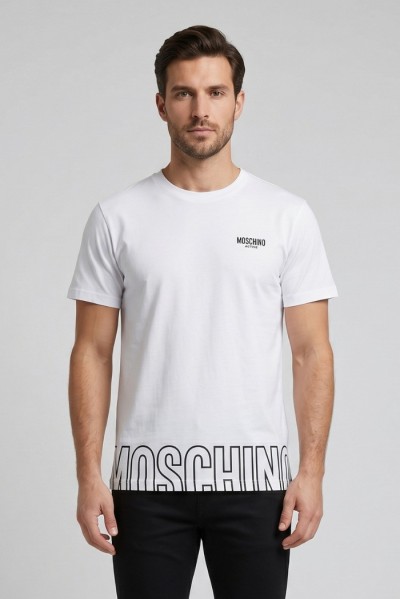 Moschino t-shirt in jersey con stampa lettering V1A0708-4419 — 805219040079815_1