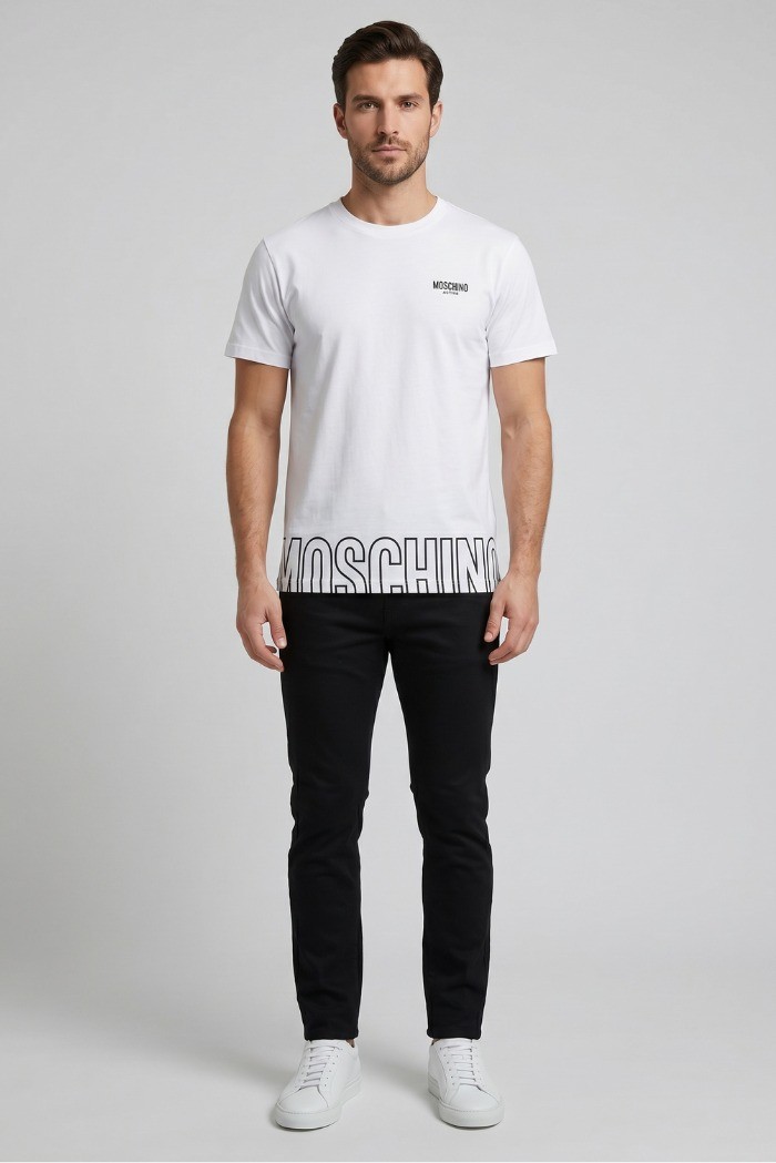 Moschino t-shirt in jersey con stampa lettering V1A0708-4419 [8ef66a44]