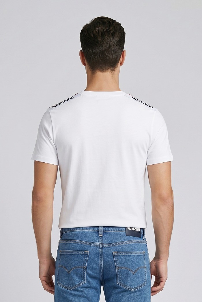 Moschino t-shirt in cotone con bande logate V1A0781-4405 [b1fcd36d]