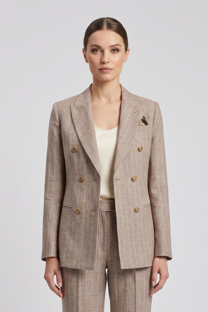 Markup tailleur gessato in misto lino e cotone MW1660003 [dd418320]