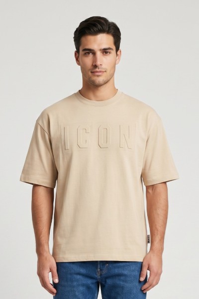 Icon t-shirt in cotone con logo in rilievo IUT036 [dbb1a101]