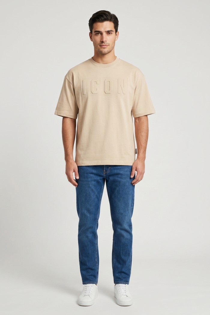 Icon t-shirt in cotone con logo in rilievo IUT036 [b58a2308]