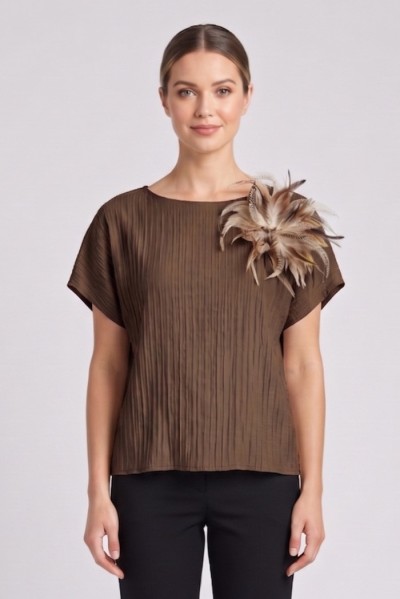 Maidoma blusa in viscosa stretch con dettaglio piume pe26f183/ma8449 — 805219040079100_1
