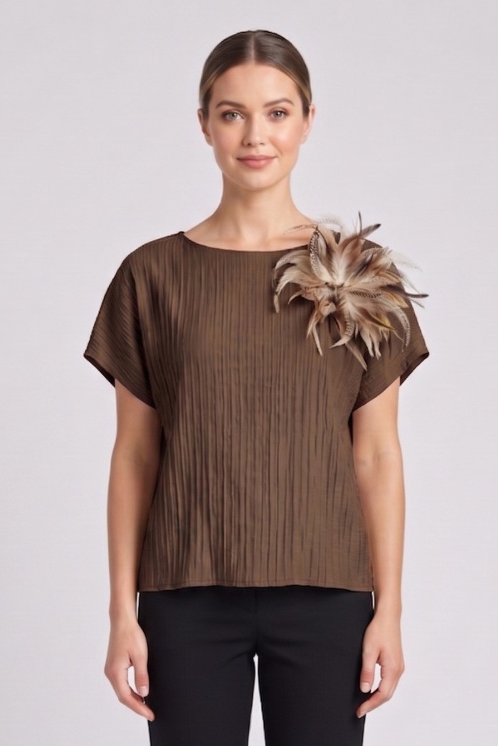 Maidoma blusa in viscosa stretch con dettaglio piume pe26f183/ma8449 [c49eb711]