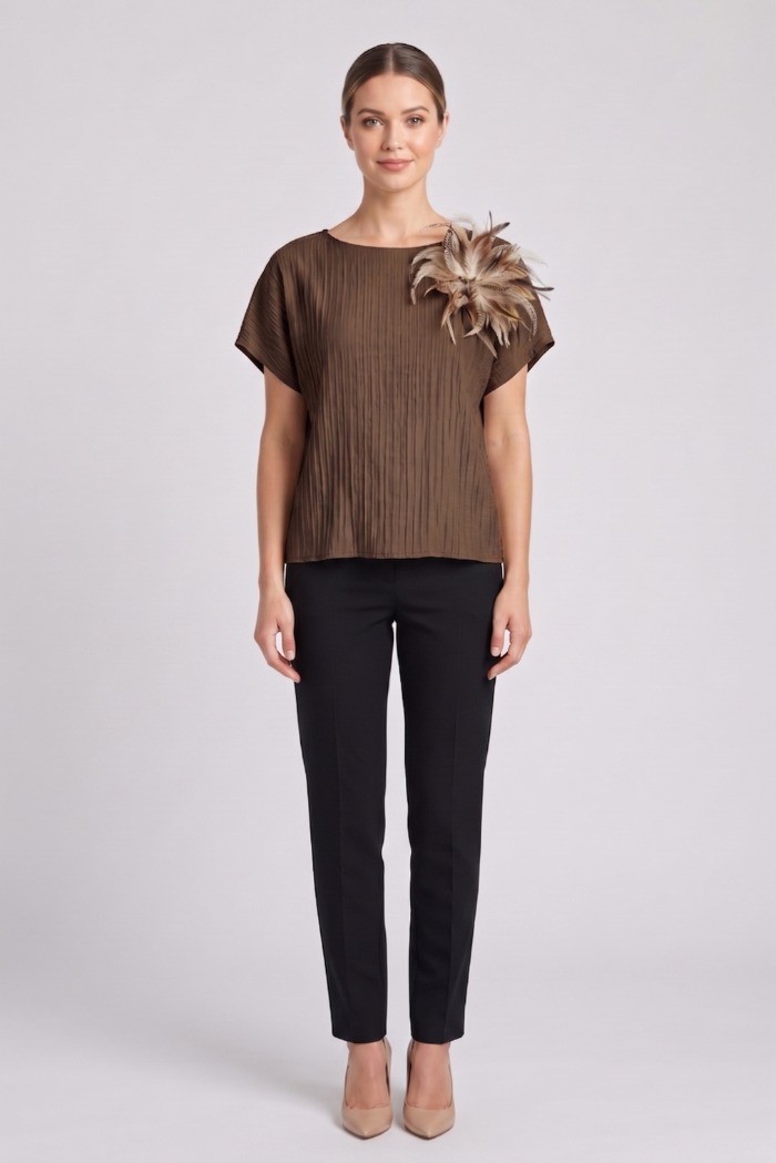 Maidoma blusa in viscosa stretch con dettaglio piume pe26f183/ma8449 [aaa53518]
