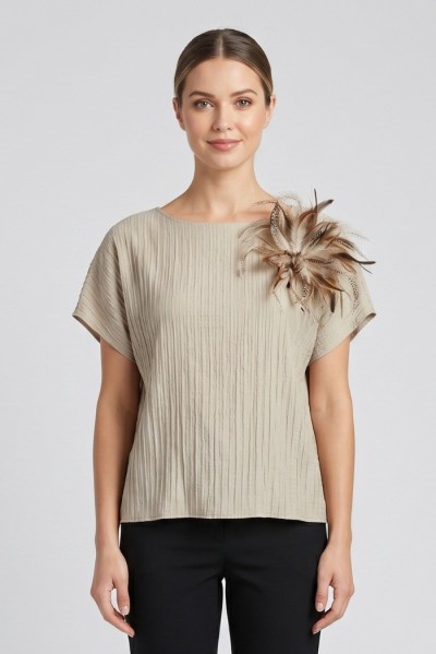 Maidoma blusa in viscosa stretch con dettaglio piume pe26f183/ma8449 — 805219040079100_2