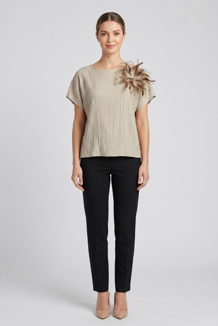 Maidoma blusa in viscosa stretch con dettaglio piume pe26f183/ma8449 [b1c653b6]