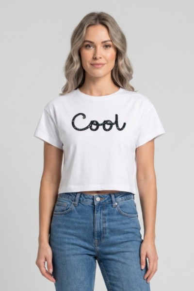 Fly Girl t-shirt in cotone stretch con strass 1005/05 [6e873bf7]