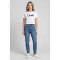 Fly Girl t-shirt in cotone stretch con strass 1005/05 [00bcb9fe]