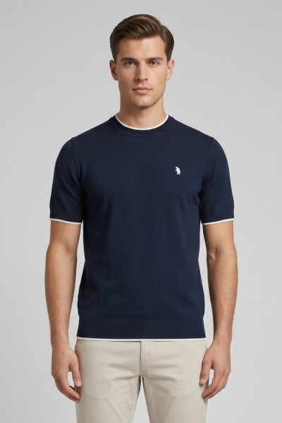 Refrigue maglia in filo di cotone con contrasti R4064M261 — 805219040079890_1
