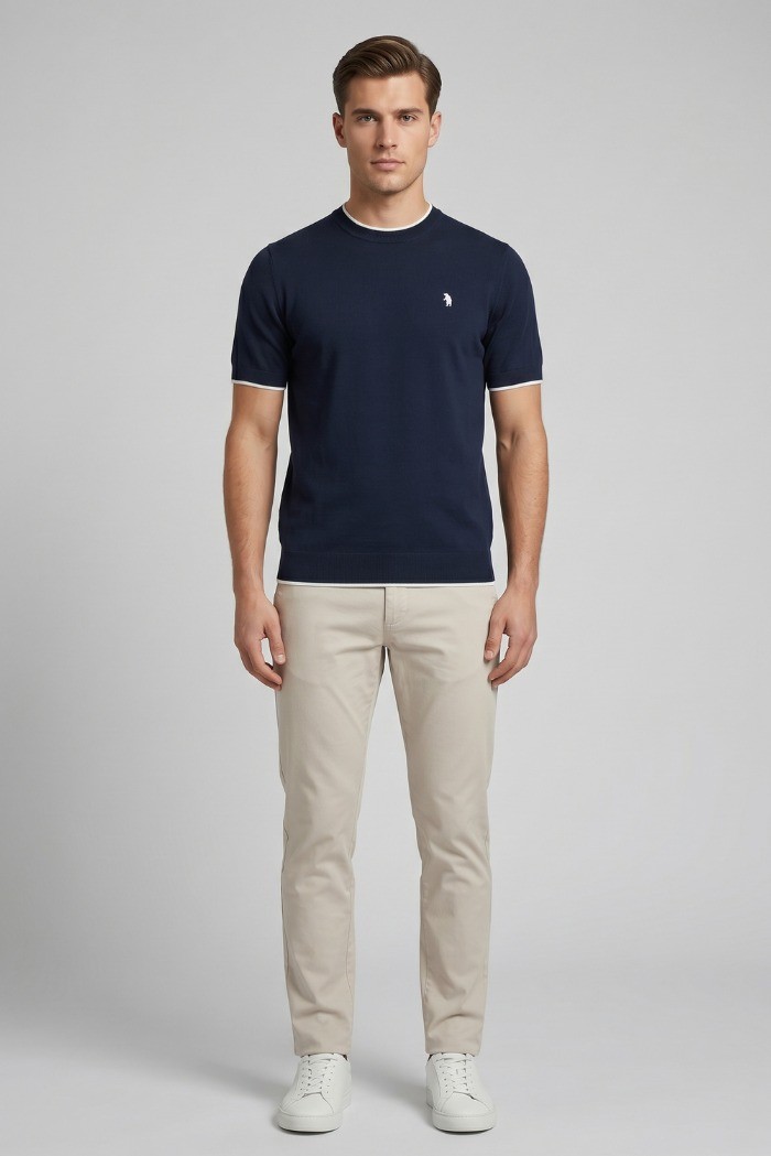 Refrigue maglia in filo di cotone con contrasti R4064M261 [6bab6146]