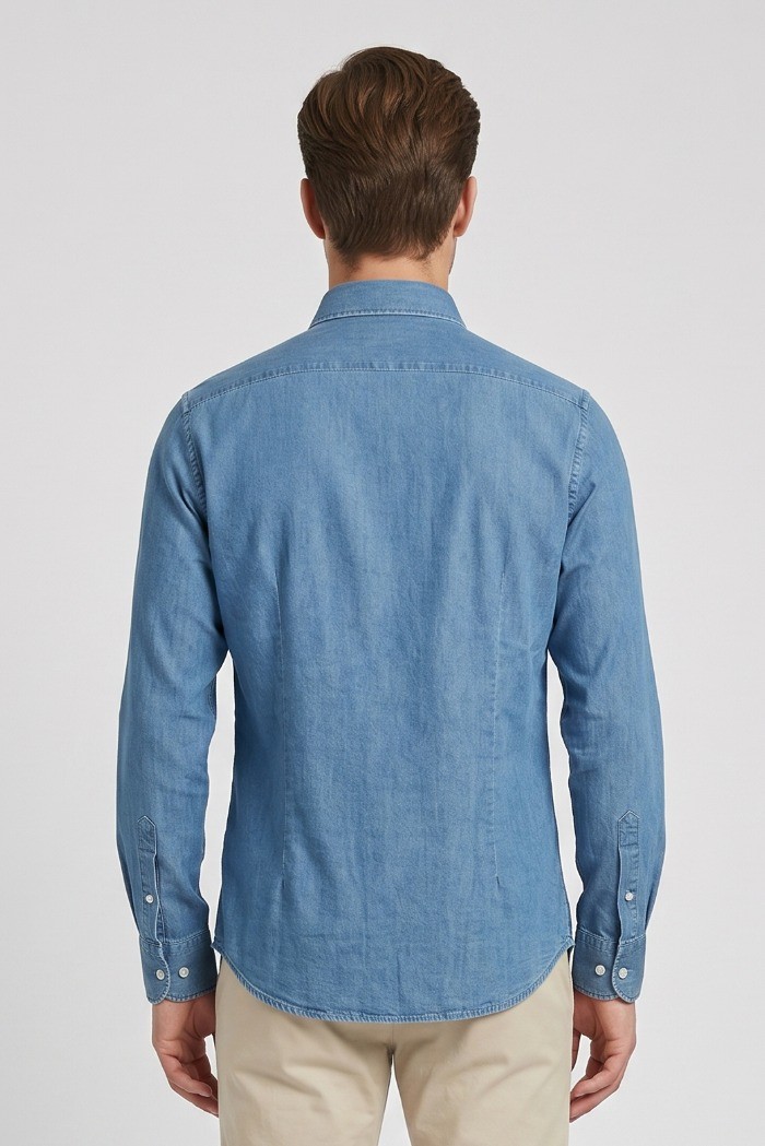 Paul Matthew camicia in denim di cotone stretch CF11-1001 [e7bcb144]