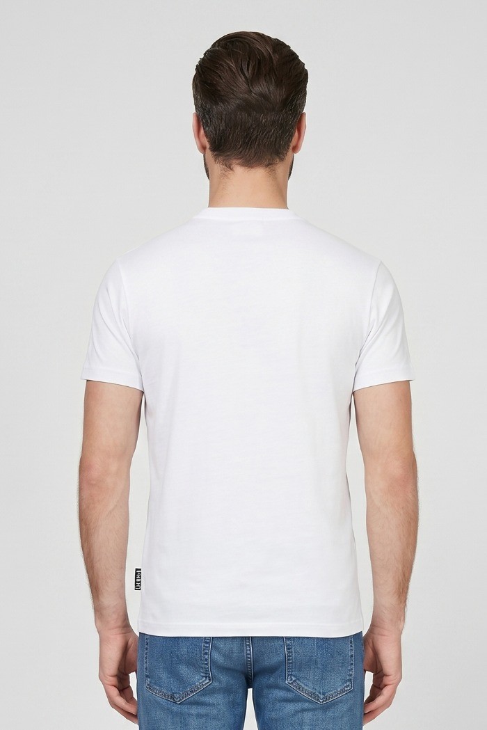 Icon t-shirt in cotone con stampa logo effetto pittura IUT034 [5cac0604]
