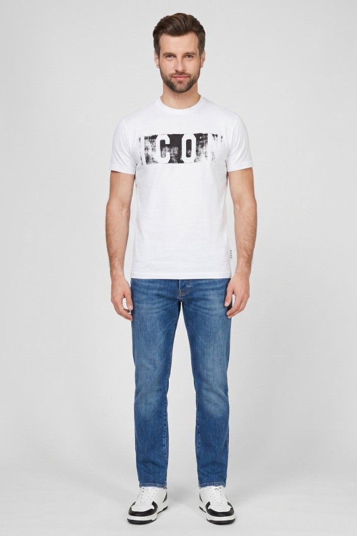 Icon t-shirt in cotone con stampa logo effetto pittura IUT034 [ebb1c700]