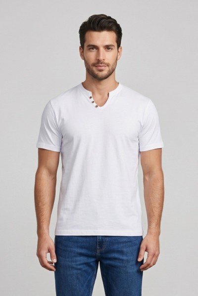 Urban Ring t-shirt in jersey di cotone con bottoni sul collo UR1110042 [5b9e8076]