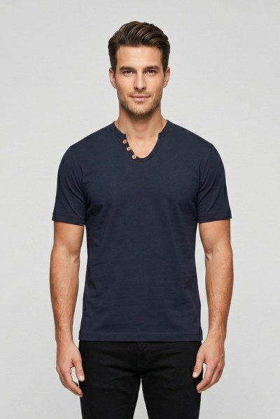 Urban Ring t-shirt in jersey di cotone con bottoni sul collo UR1110042 — 805219040079692_2