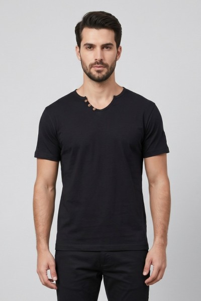 Urban Ring t-shirt in jersey di cotone con bottoni sul collo UR1110042 — 805219040079692_4