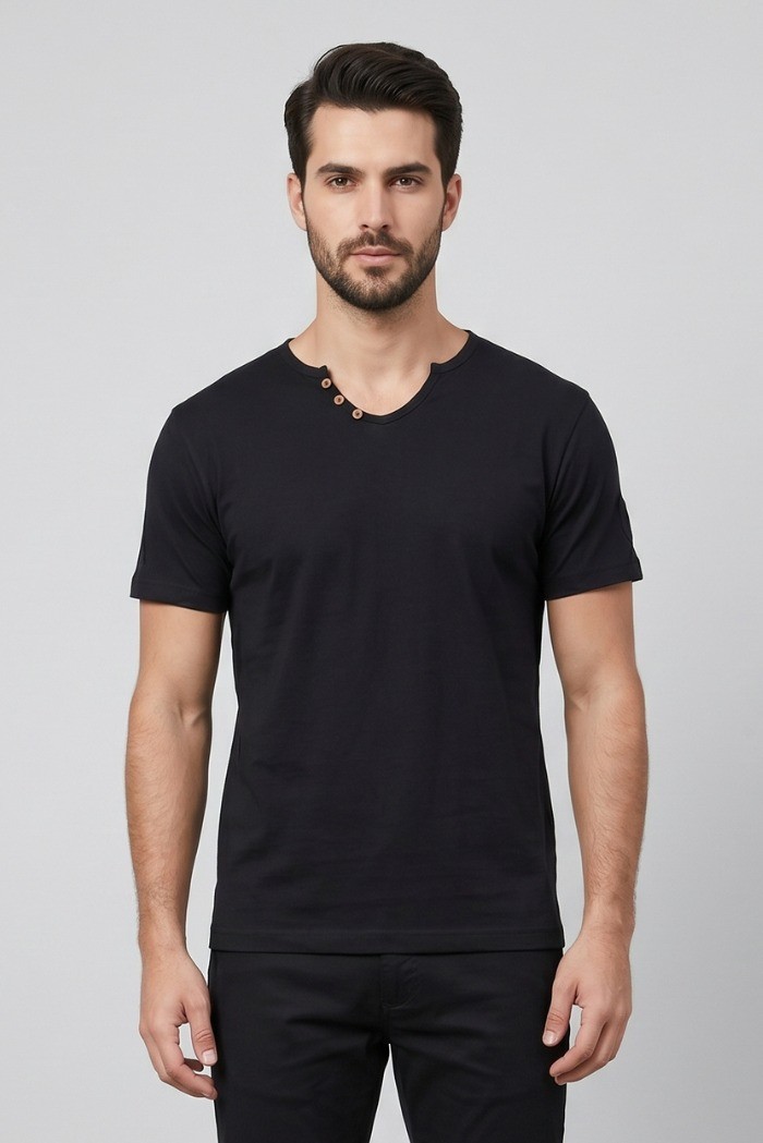 Urban Ring t-shirt in jersey di cotone con bottoni sul collo UR1110042 [709c38fa]