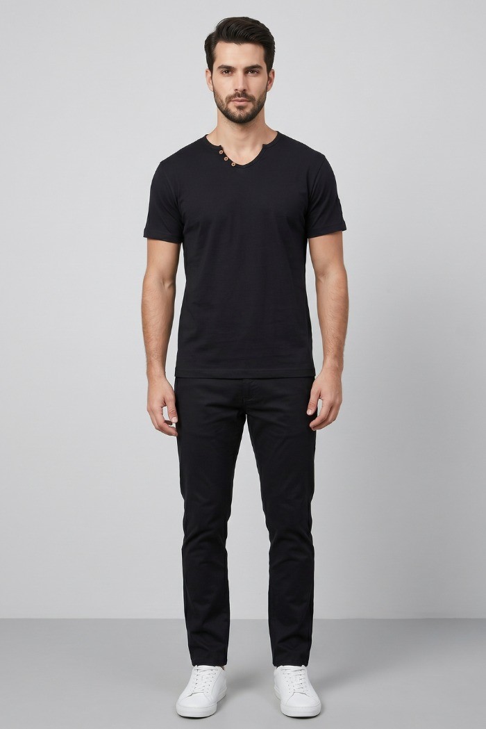 Urban Ring t-shirt in jersey di cotone con bottoni sul collo UR1110042 [1ea7baf3]