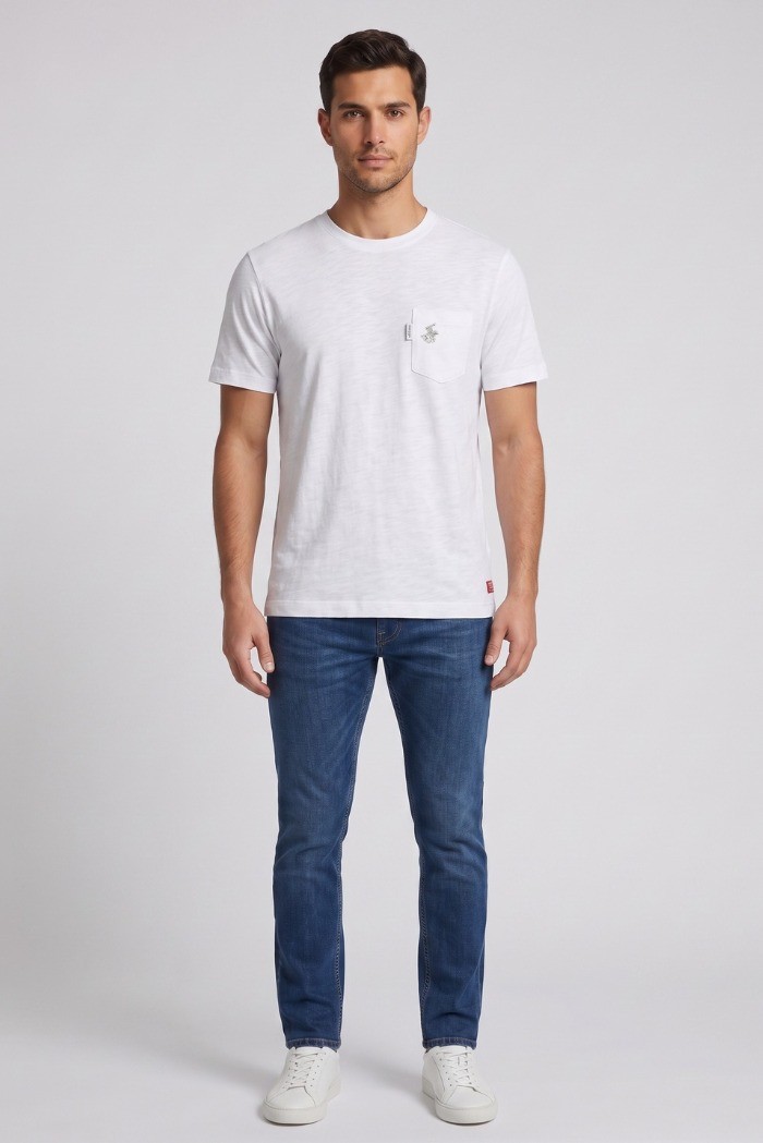 Beverly Hills Polo Club t-shirt in jersey di cotone con taschino TS450040 [eabf066e]