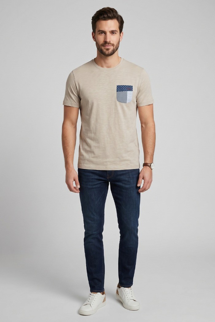 Guy t-shirt in jersey di cotone con taschino Cabrio118-sb M49889 [0c8caf95]