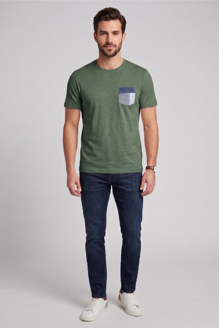 Guy t-shirt in jersey di cotone con taschino Cabrio118-sb M49889 [1d224d6d]