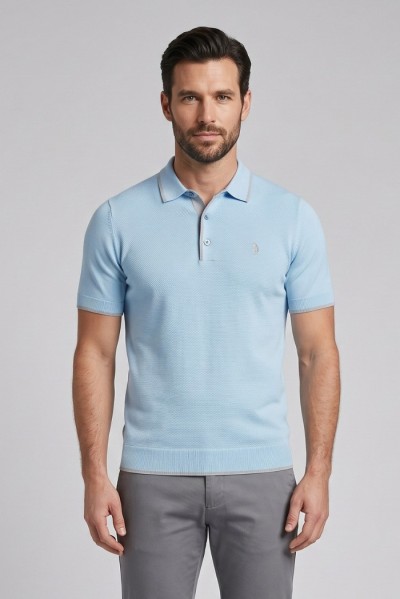Refrigue polo in filo di cotone con contrasti R5012M261 [75cfbb87]