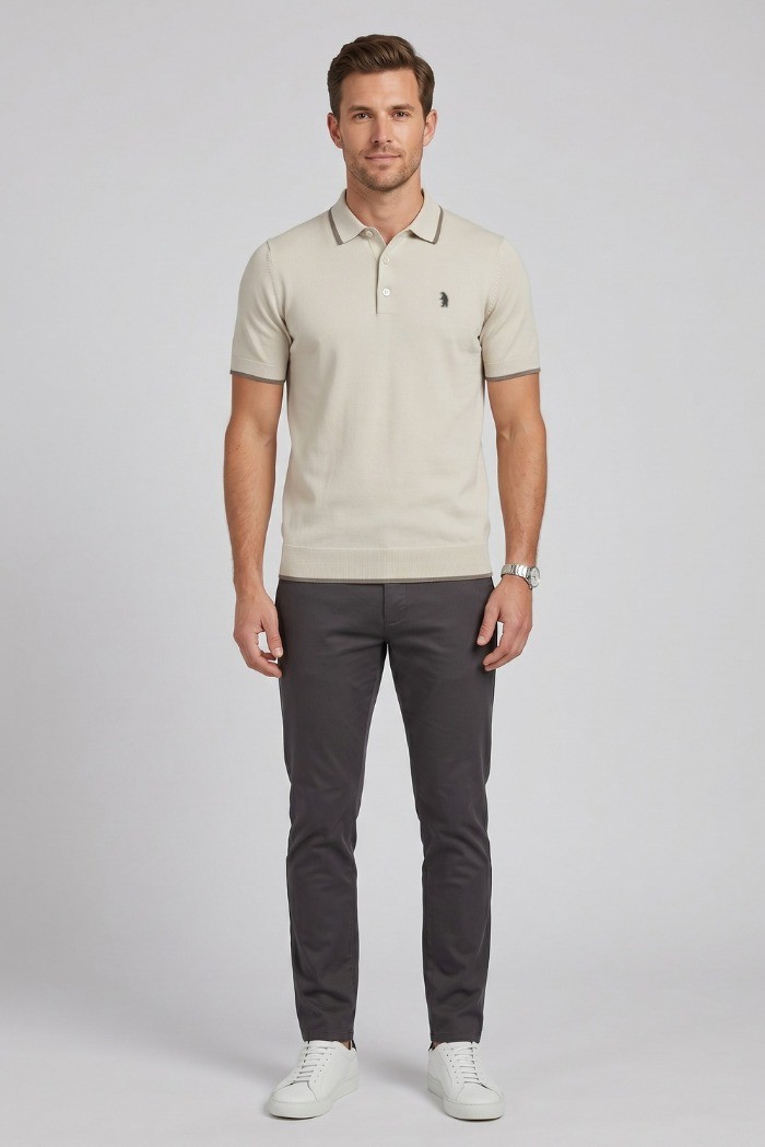 Refrigue polo in filo di cotone con contrasti R5012M261 [bdc2b3fa]