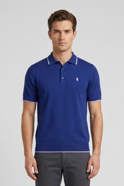 Refrigue polo in filo di cotone con contrasti R5012M261 [e6d6e229]