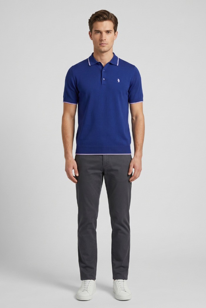 Refrigue polo in filo di cotone con contrasti R5012M261 [88ed6020]