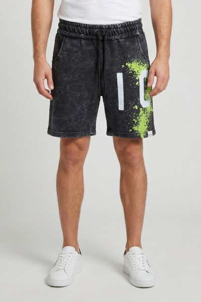 Icon bermuda in misto cotone con stampa logo effetto fluo IUB014 — 805219040079062_1