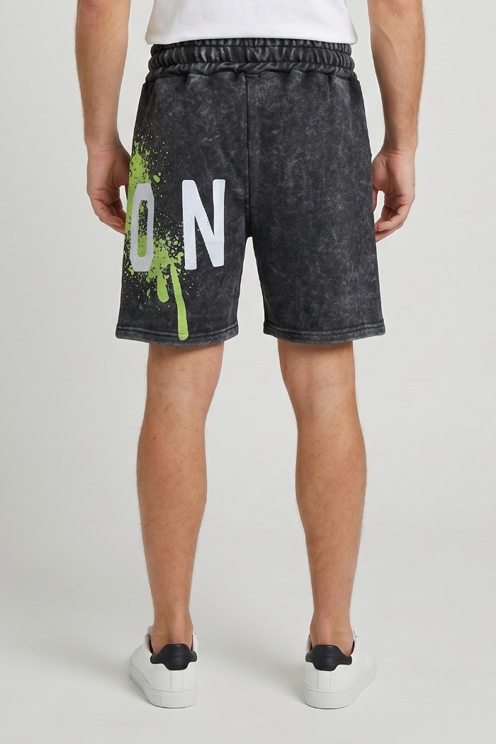 Icon bermuda in misto cotone con stampa logo effetto fluo IUB014 [841322b1]