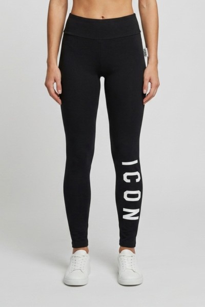 Icon leggings in cotone stretch con maxi stampa logo IDL003 — 805219040079309_1