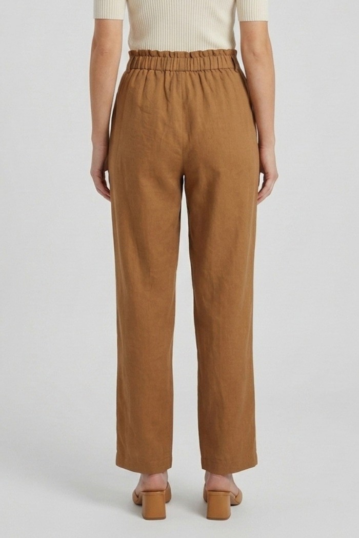 Fresh Flower pantalone in misto lino con pinces FD654 [cf4045da]
