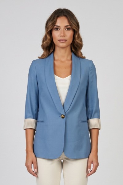 Celye giacca con inserti in raso alle maniche SS26C0601 — 805219040079434_1