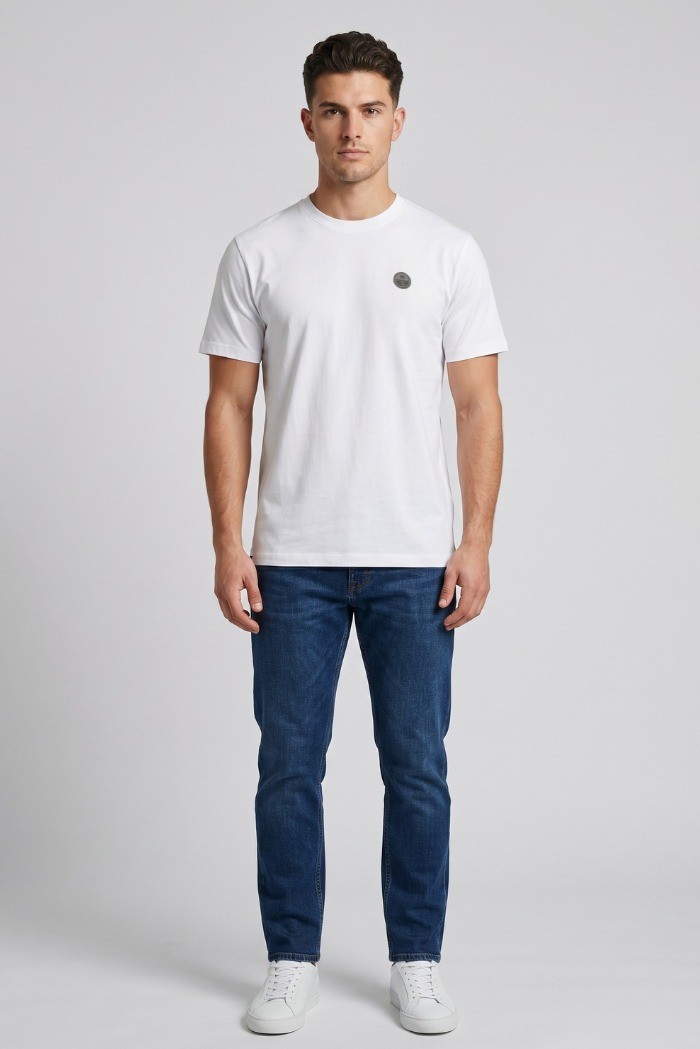 North Sails t-shirt in jersey di cotone stretch con logo patch 693156 [dd55e47d]