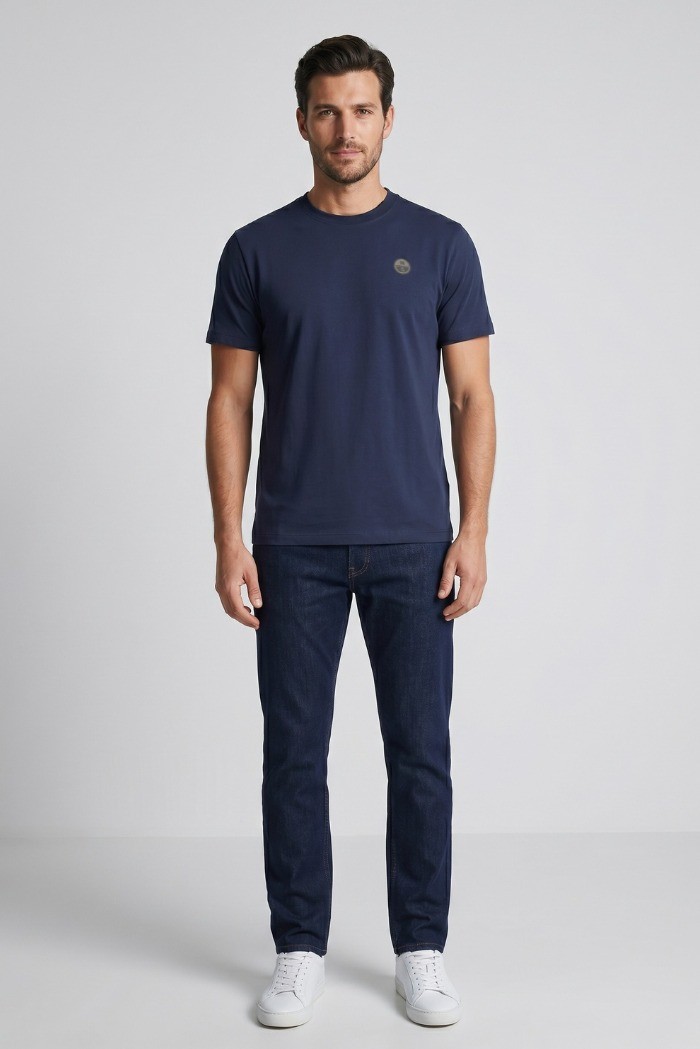 North Sails t-shirt in jersey di cotone stretch con logo patch 693156 [464b5e7b]